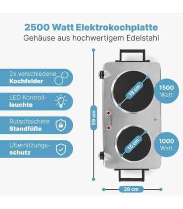 Lauapliit 2 plaadiga Bomann DKP5033ECB, inox