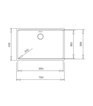 Valamu Teka Radea R10 70.40 M-TG must graniit