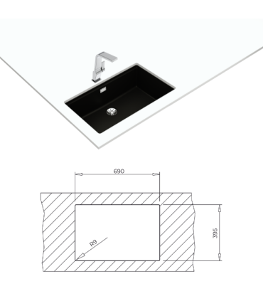 Valamu Teka Radea R10 70.40 M-TG must graniit