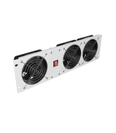 Lanberg Vertical Ventilation Panel 19" 3U for Rack three Fans 230V AK-1506-S Grey