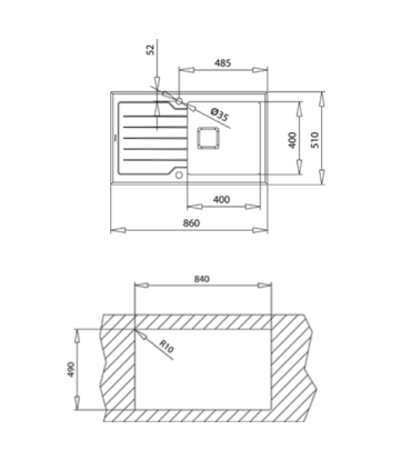 Valamu Teka Diamond RS15 1B 1D valge