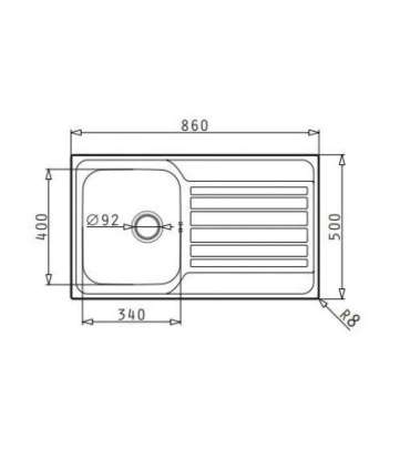 Sink Pyramis Fedra 86x50 1B 1D REV