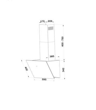 Diagonal chimney hood Bomann, black/stainless-steel