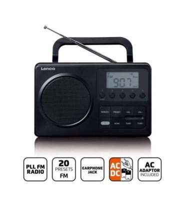 C0mpact portable FM radio with LCD display Lenco, black