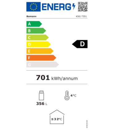 Klaasuksega külmik Bomann KSG7351W