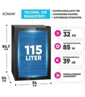 Klaasuksega külmik Bomann KSG7290