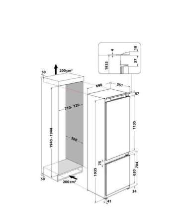 Integreeritav külmik Whirlpool WHSP70T232P