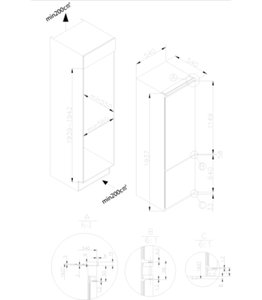 Integreeritav külmik Kluge KCN2273J