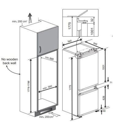 Built-in fridge Beko