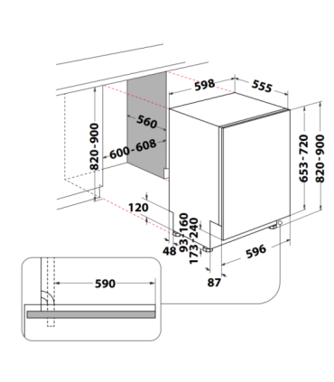 Built in dishwasher Whirlpool