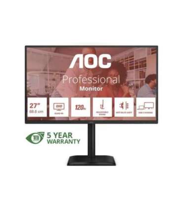 AOC Q27E4CV 27 " IPS QHD 16:9 120 Hz 4 ms 2560 x 1440 pixels 350 cd/m² HDMI ports quantity 1 Black