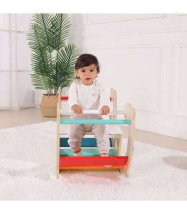 WOOPIE GREEN Puidust vikerkaarekiik ja sild 2-ühes Montessori FSC