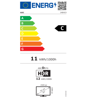 AOC 24E4CV 23.8 " IPS FHD 16:9 120 Hz 4 ms 1920 x 1080 pixels 300 cd/m² Black