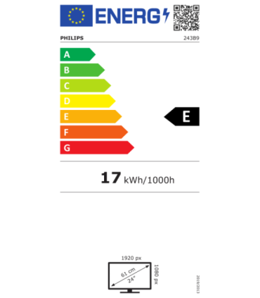 Philips 243B9/00 23.8 " IPS FHD 1920 x 1080 pixels 16:9 4 ms 250 cd/m² Black HDMI ports quantity 1
