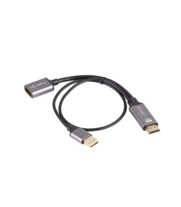 Lanberg HDMI (M) to Displayport (F) Adapter 4K on cable 20cm, Silver AD-HD-DP-02