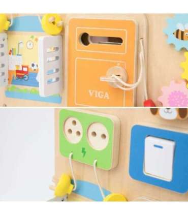VIGA Drewniana Tablica Manipulacyjna Domek Odkrywania i Nauki