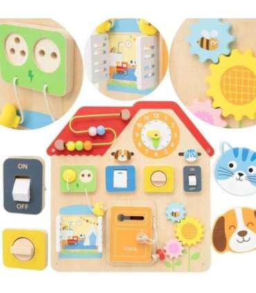 VIGA Drewniana Tablica Manipulacyjna Domek Odkrywania i Nauki