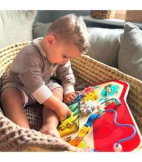 TOOKY TOY Drewniana Tablica Montessori Manipulacyjna Zamki Zębatki Pętle