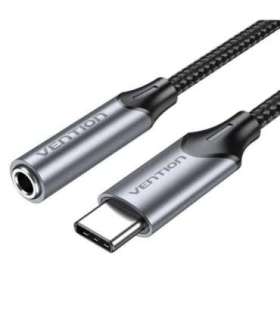 Vention USB-C Male to 3.5MM Earphone Jack With DAC Adapter 0.1M Gray Aluminum Alloy Type