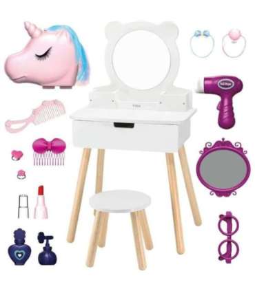 VIGA Zestaw Biała Toaletka + Akcesoria Jak z Salonu