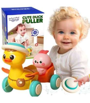 WOOPIE BABY kollane pardipoeg roosa jänesega tiritavas kärus