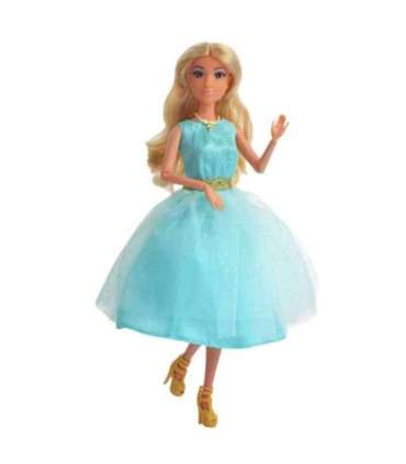 WOOPIE ROYAL Lalka Lily 30 cm Długie Blond Włosy Elegancka Turkusowa Sukienka