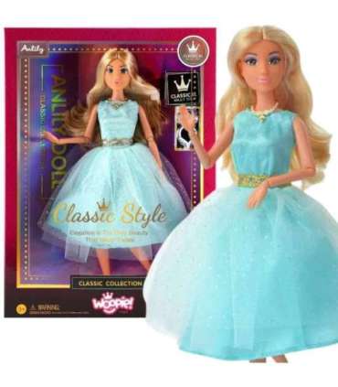 WOOPIE ROYAL Lalka Lily 30 cm Długie Blond Włosy Elegancka Turkusowa Sukienka