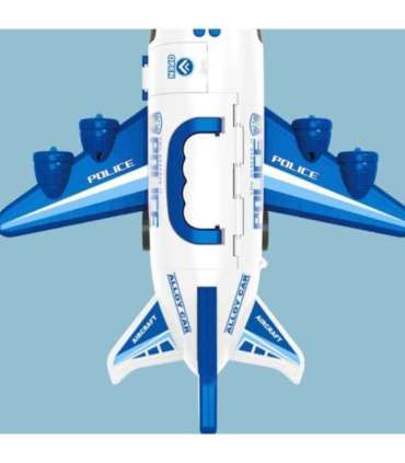 WOOPIE Samolot Rozkładany Transporter Policja z 3 Autami Policyjnymi Zestaw XL Znaki Drogowe