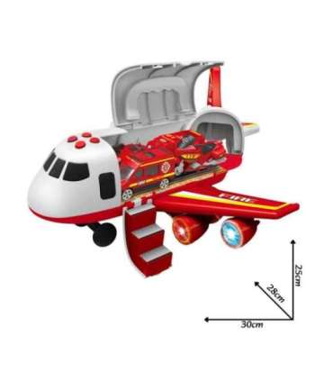 WOOPIE Samolot Rozkładany Transporter Straż Pożarna z 3 Autami Strażackimi Zestaw XL Znaki Drogowe
