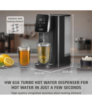 Caso Turbo Hot Water Dispenser HW 616 Water Dispenser 2600 W 2.5 L Plastic/Stainless Steel Black/Stainless