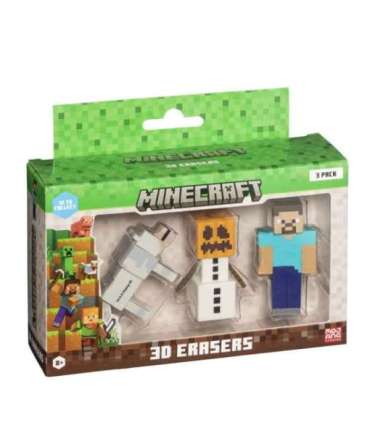 MINECRAFT 3D ERASERS - 3 PACK VER.B
