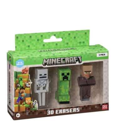 MINECRAFT 3D ERASERS - 3 PACK VER.D