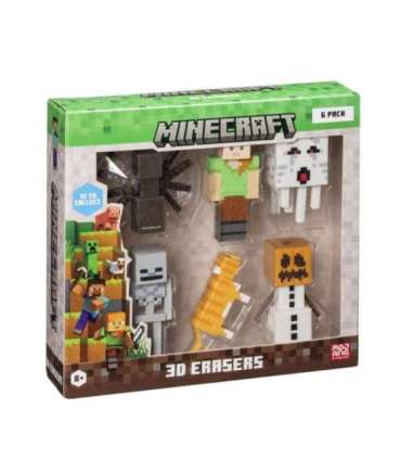 MINECRAFT 3D ERASERS - 6 PACK DELUXE BOX VER.B