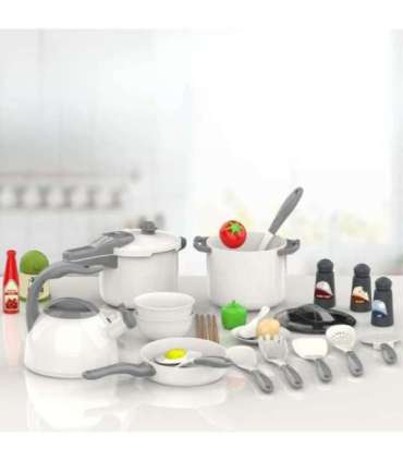 WOOPIE Zestaw Małego Kucharza Garnki Patelnia Czajnik Biały 32el.