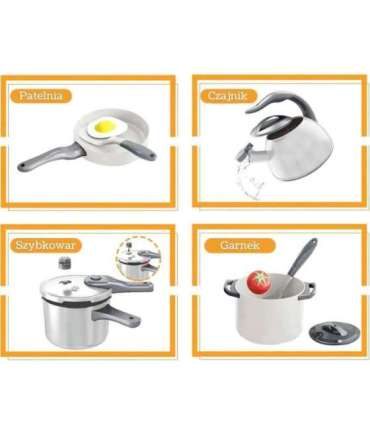 WOOPIE Zestaw Małego Kucharza Garnki Patelnia Czajnik Biały 32el.