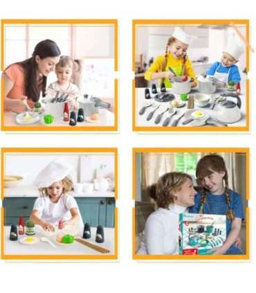 WOOPIE Zestaw Małego Kucharza Garnki Patelnia Czajnik Biały 32el.