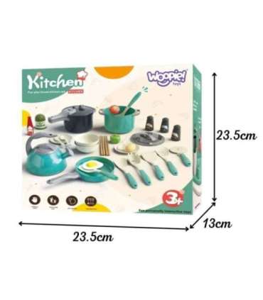 WOOPIE Zestaw Małego Kucharza Garnki Patelnia Czajnik Biały 32el.