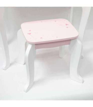 VIGA Duża Toaletka Drewniana Biało-Różowa z Lustrem i Krzesełkiem