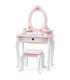 VIGA Duża Toaletka Drewniana Biało-Różowa z Lustrem i Krzesełkiem