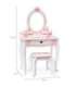 VIGA Duża Toaletka Drewniana Biało-Różowa z Lustrem i Krzesełkiem
