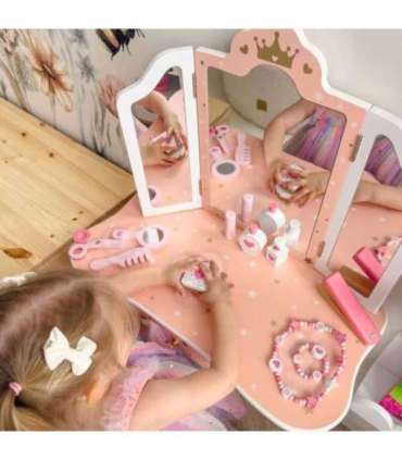 WOOPIE GREEN Drewniana Toaletka z Lustrem i Akcesoriami