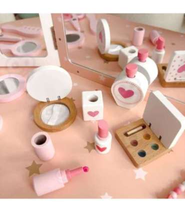 WOOPIE GREEN Drewniana Toaletka z Lustrem i Akcesoriami