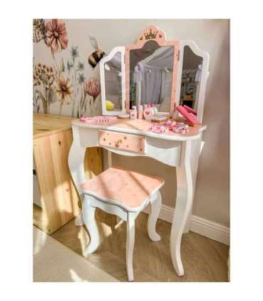 WOOPIE GREEN Drewniana Toaletka z Lustrem i Akcesoriami