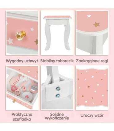 WOOPIE GREEN Drewniana Toaletka z Lustrem i Akcesoriami