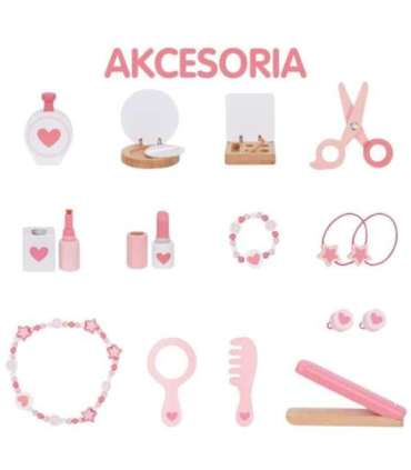 WOOPIE GREEN Drewniana Toaletka z Lustrem i Akcesoriami