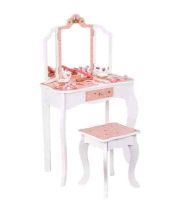 WOOPIE GREEN Drewniana Toaletka z Lustrem i Akcesoriami
