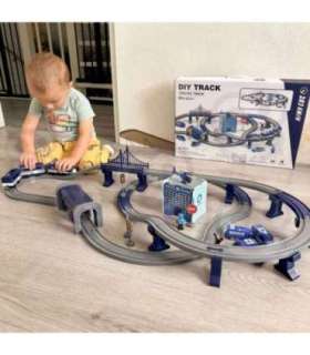 WOOPIE Kolejka Elektryczna Tor Samochodowy Komisariat Policji Helikopter Auta 92 el.