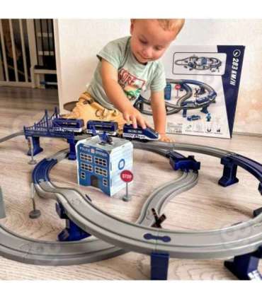 WOOPIE Kolejka Elektryczna Tor Samochodowy Komisariat Policji Helikopter Auta 92 el.