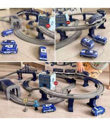 WOOPIE Kolejka Elektryczna Tor Samochodowy Komisariat Policji Helikopter Auta 92 el.