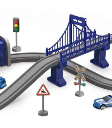 WOOPIE Kolejka Elektryczna Tor Samochodowy Komisariat Policji Helikopter Auta 92 el.